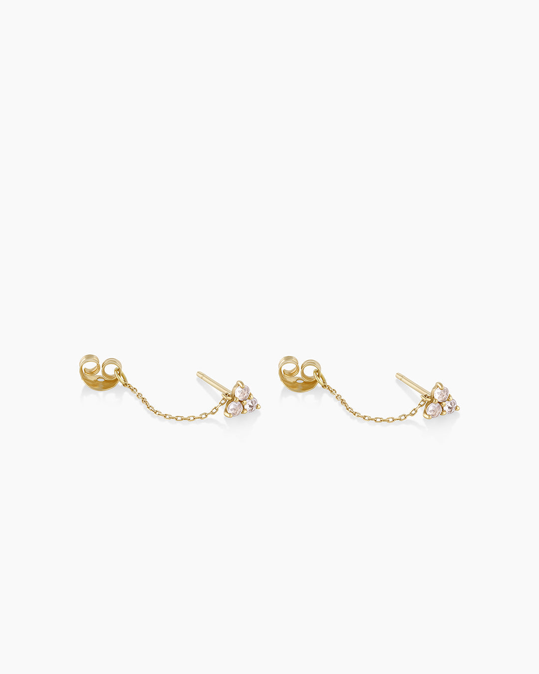 14K Gold White Sapphire Chain Huggies