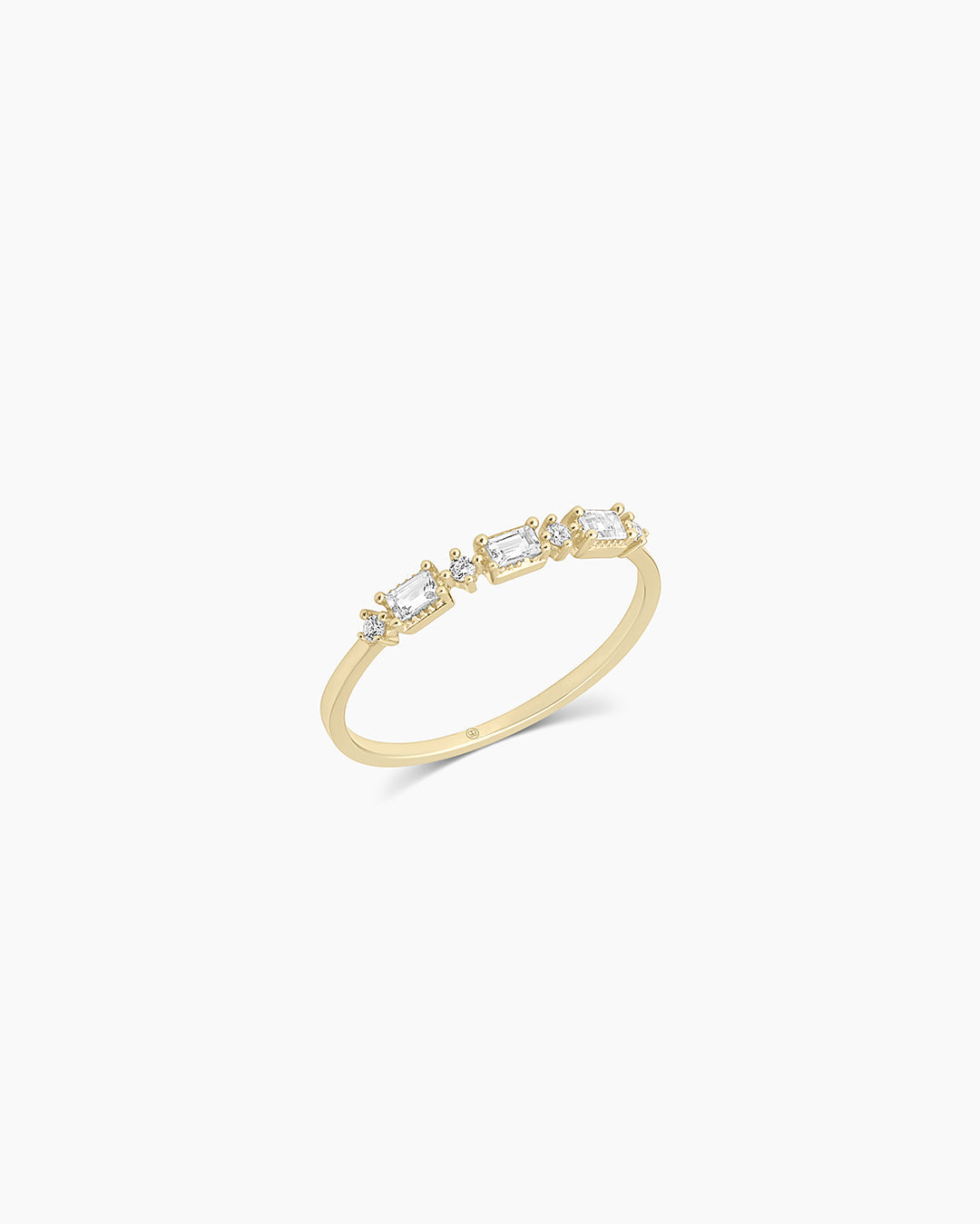 14K Baguette White Topaz and Diamond Ring