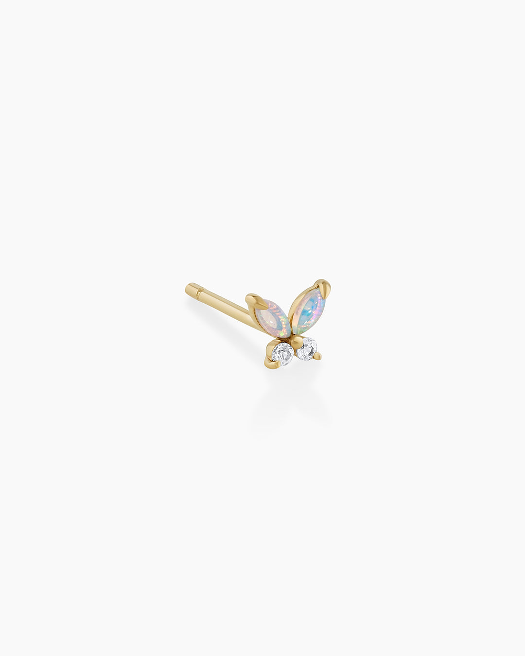 14K Gold Opal Butterfly Single Stud