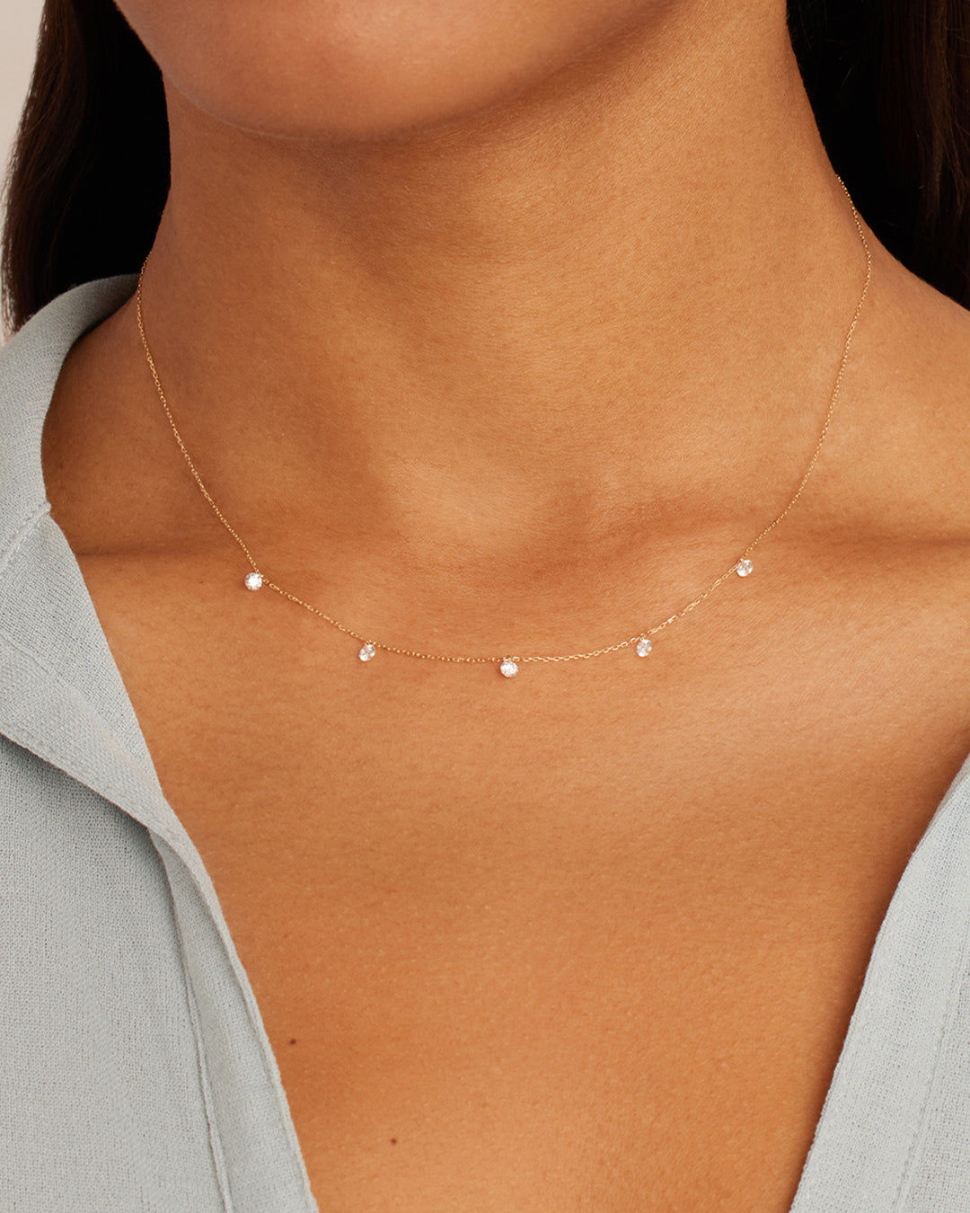 18K Floating Diamond Flutter Necklace