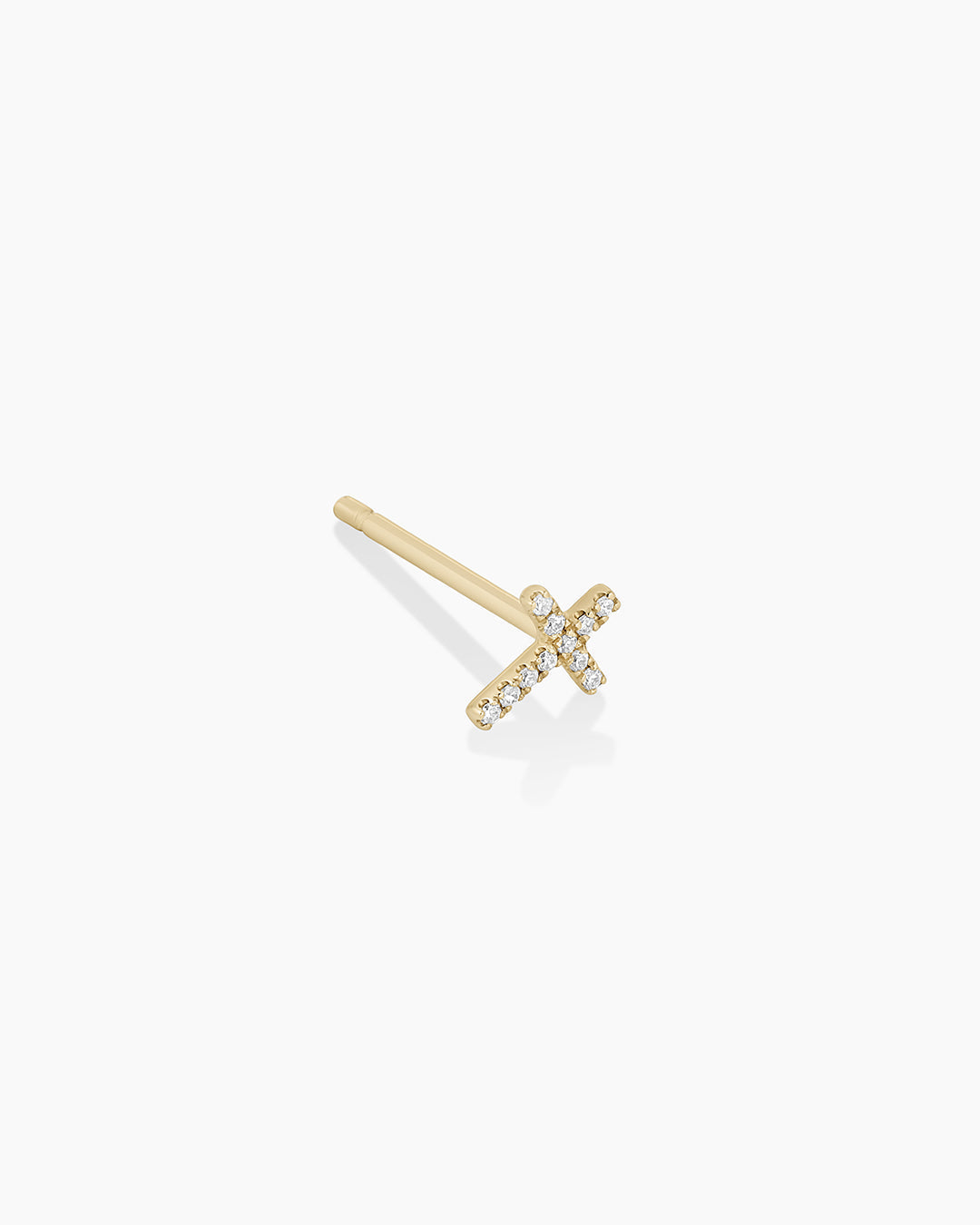 14K Diamond Cross Single Stud
