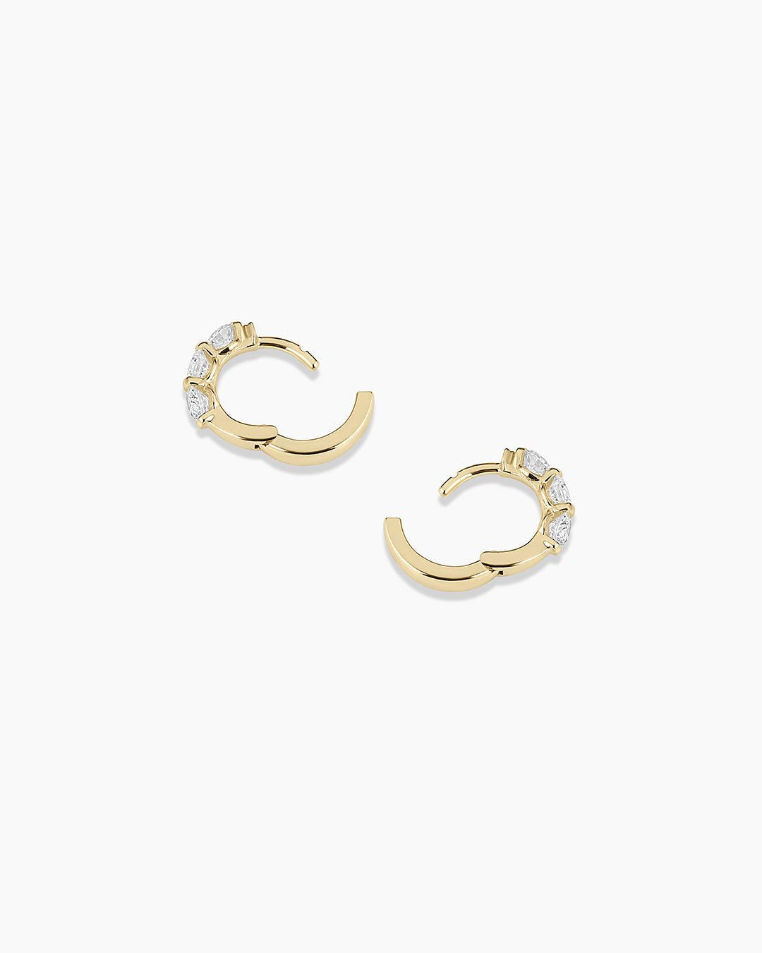 14K Lab Grown Diamond Halo Trio Huggies