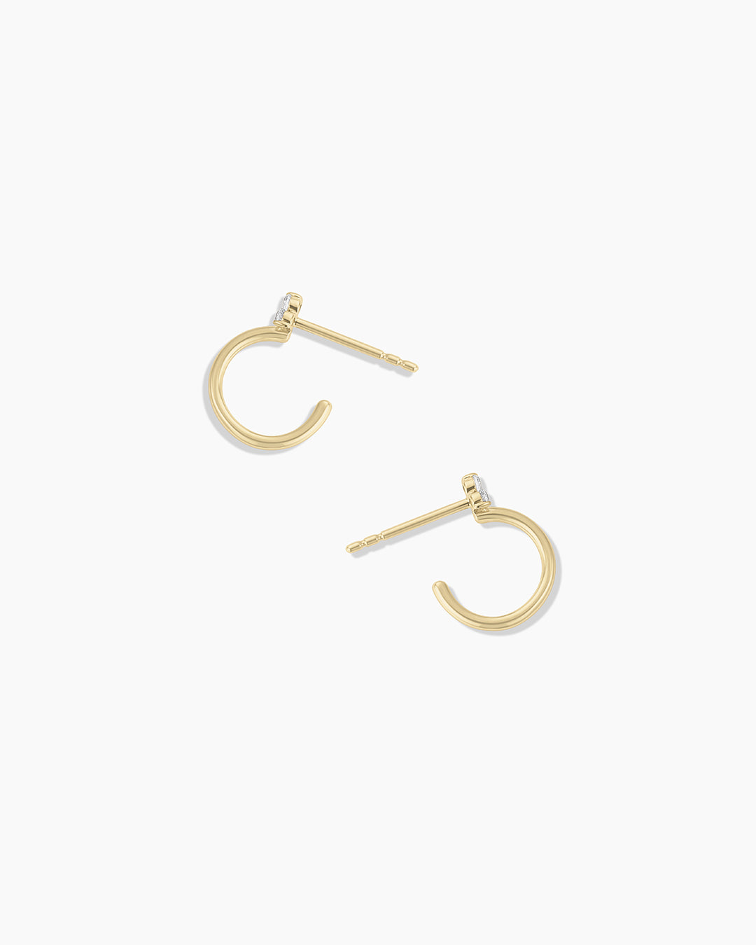 14K Gold White Sapphire Bali Stud Huggies