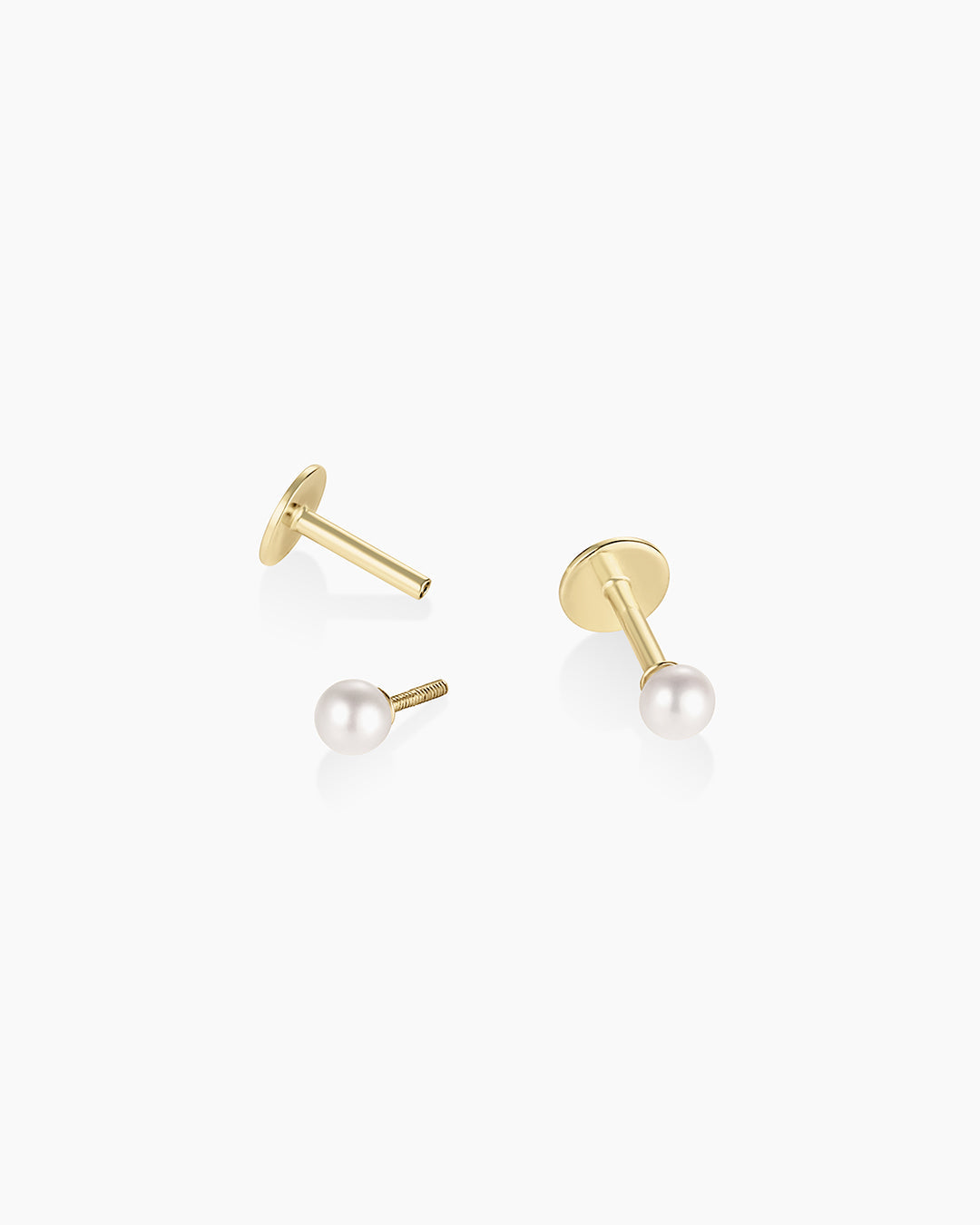 14K Gold Pearl Flat Back Studs