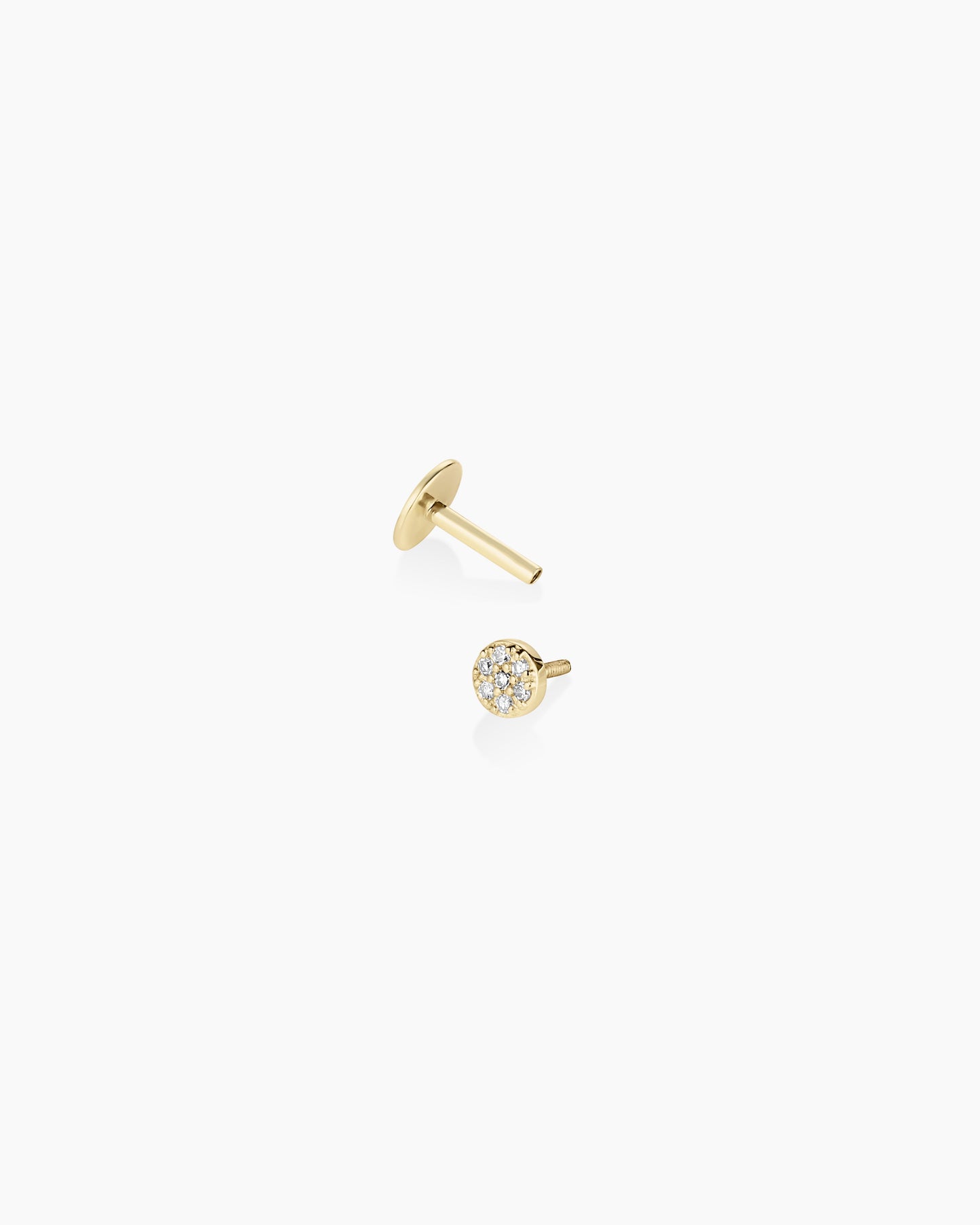14K Diamond Pavé Flat Back Single Stud
