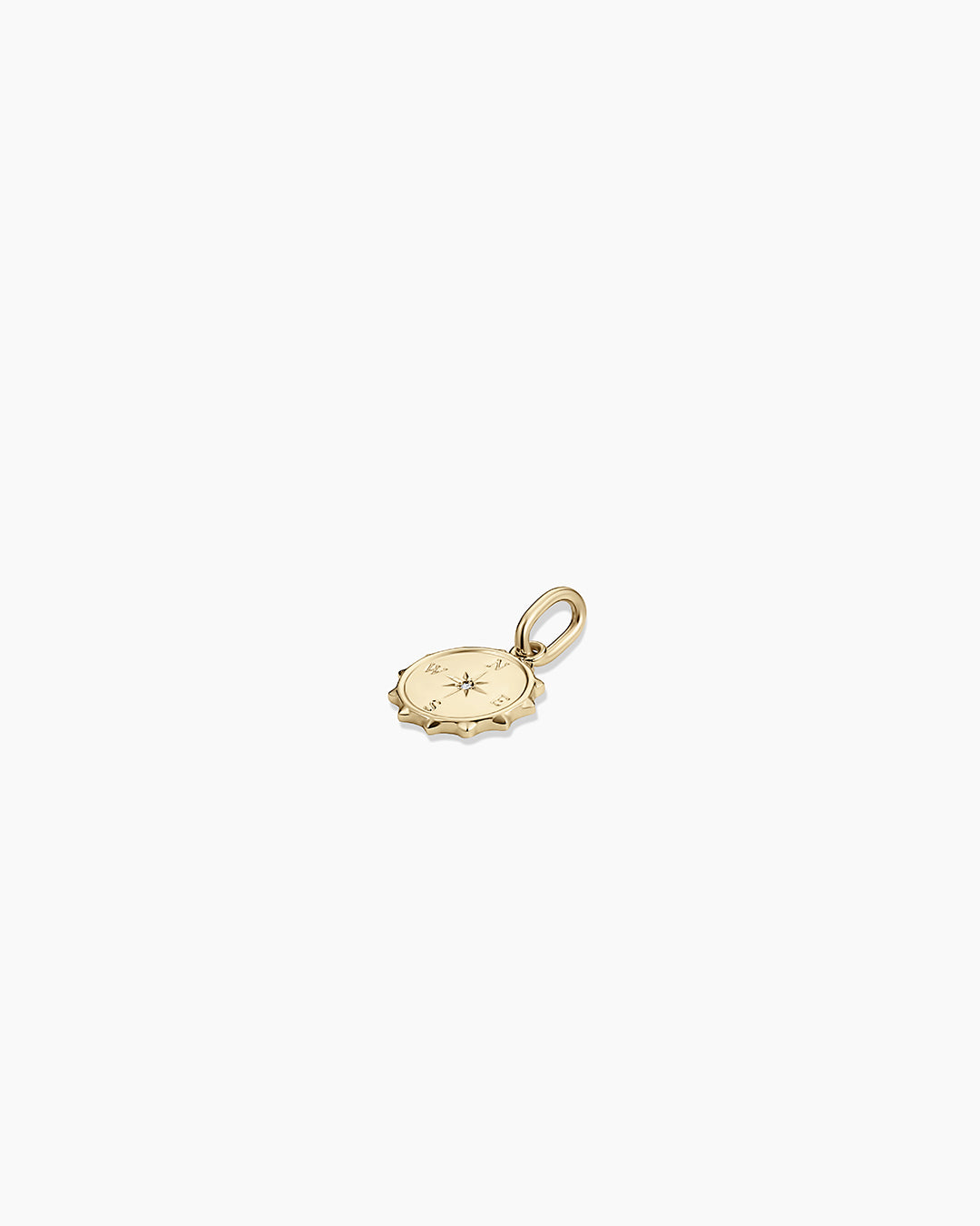 14K Diamond Compass Charm