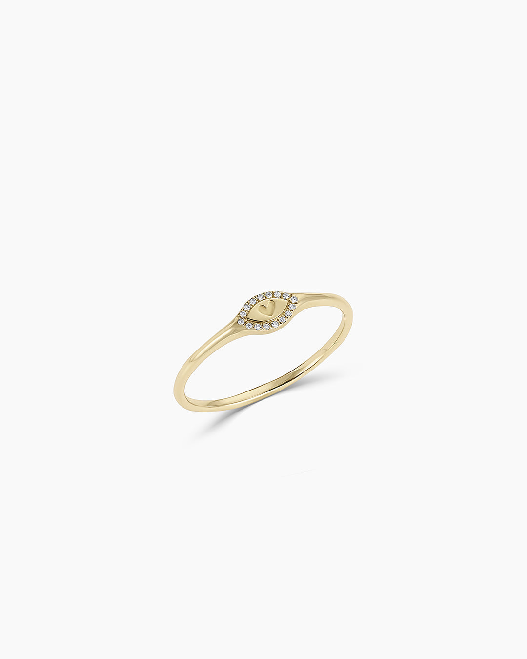14K Diamond Love Signet Ring