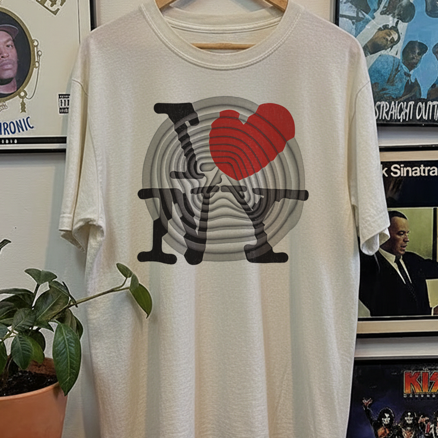 Rare Aphex Twin I Love NY Washed White Tee