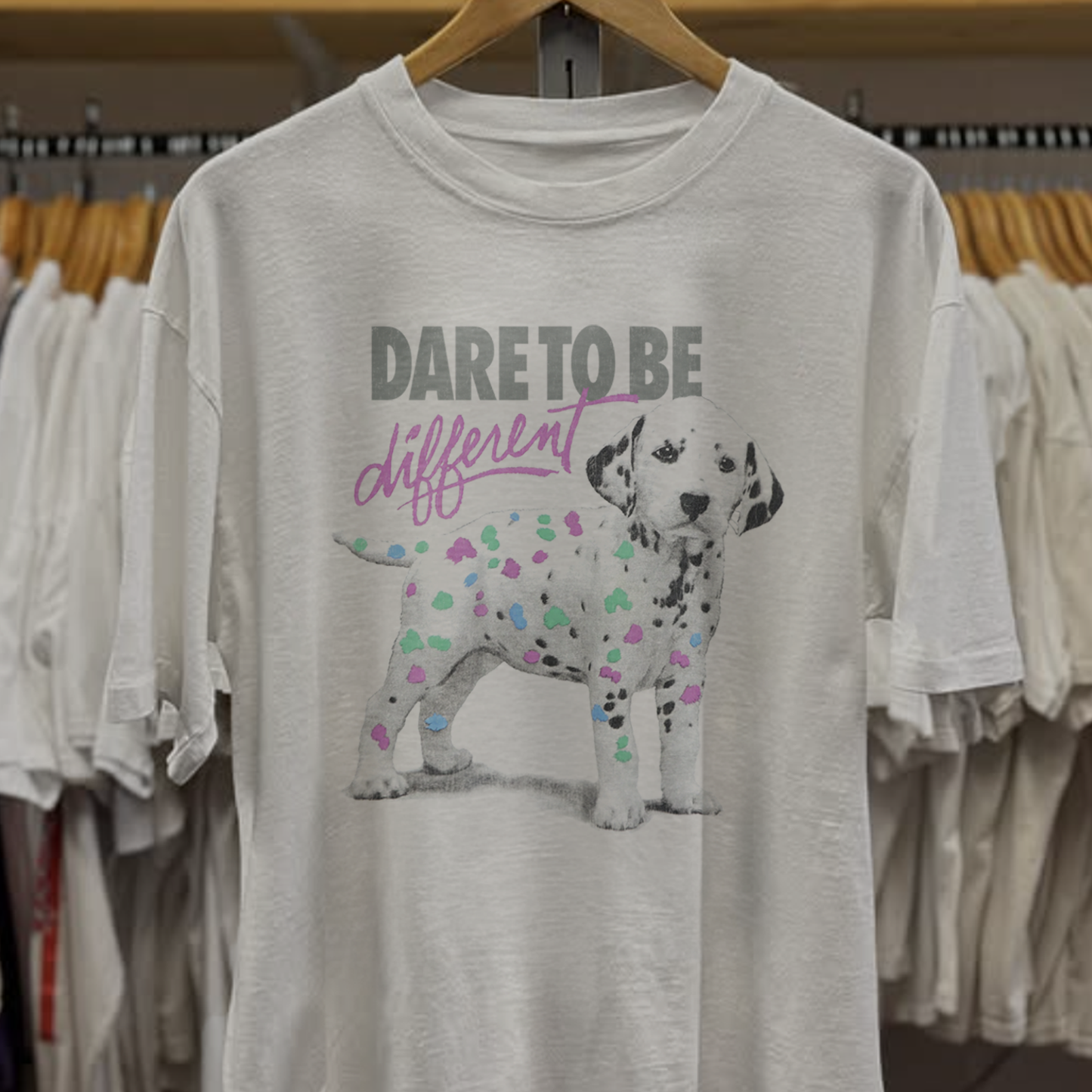 90s Dare To Be Different Washed White Tee