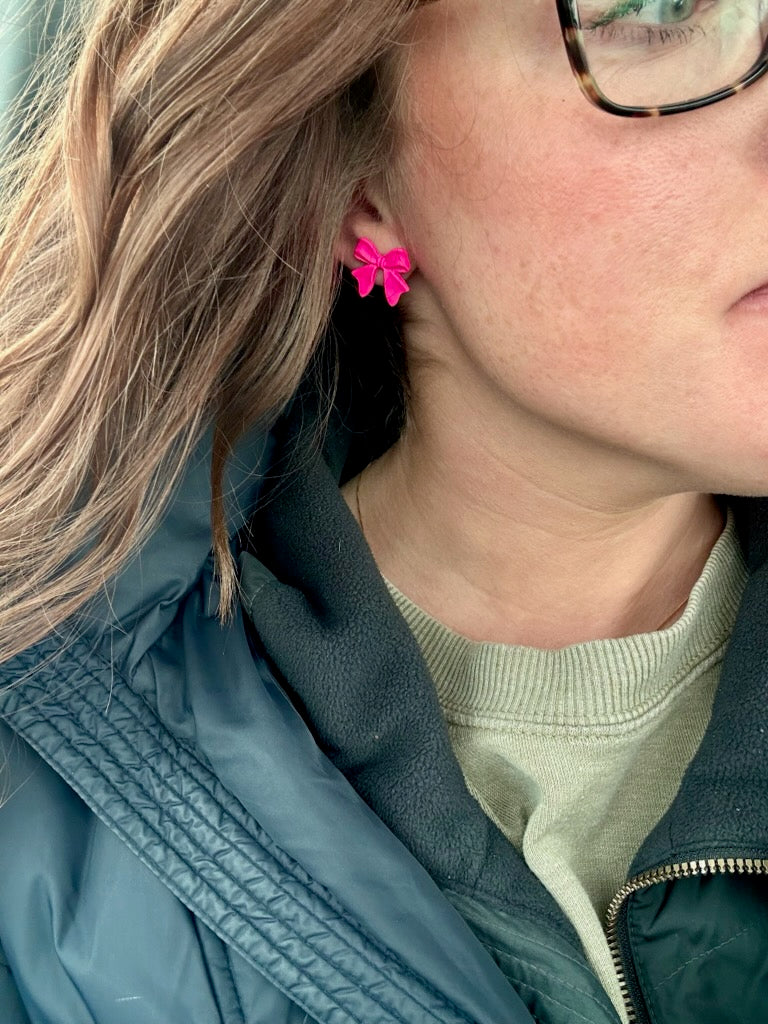 Beautiful Pink Bow Earrings