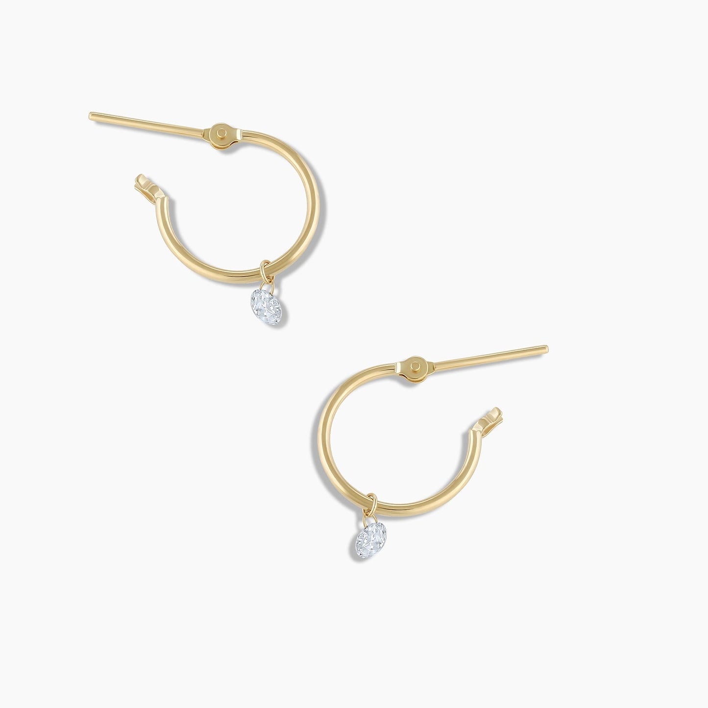 18K Floating Diamond Huggies