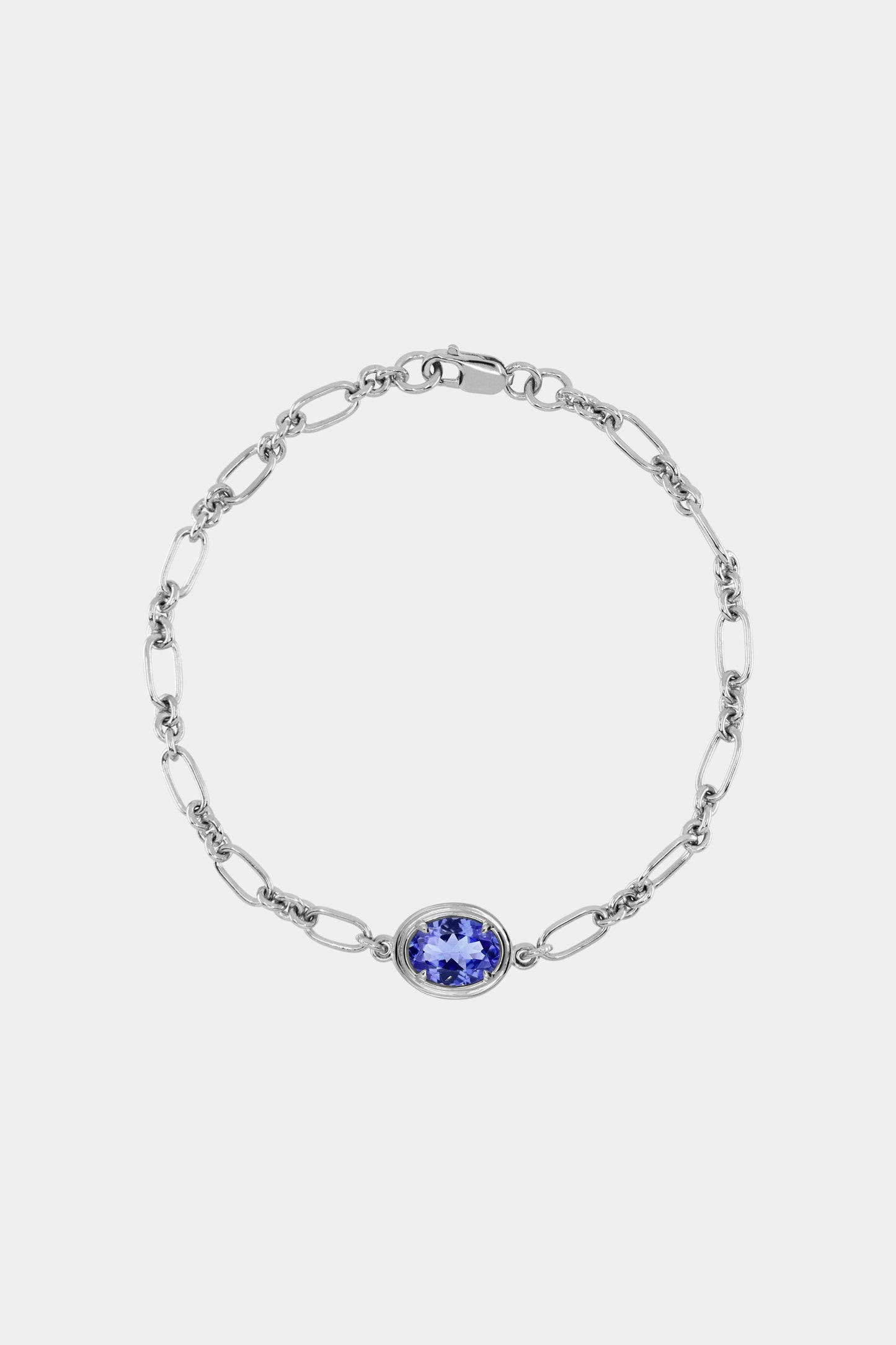Roma Oval Gemstone Bracelet | White Gold