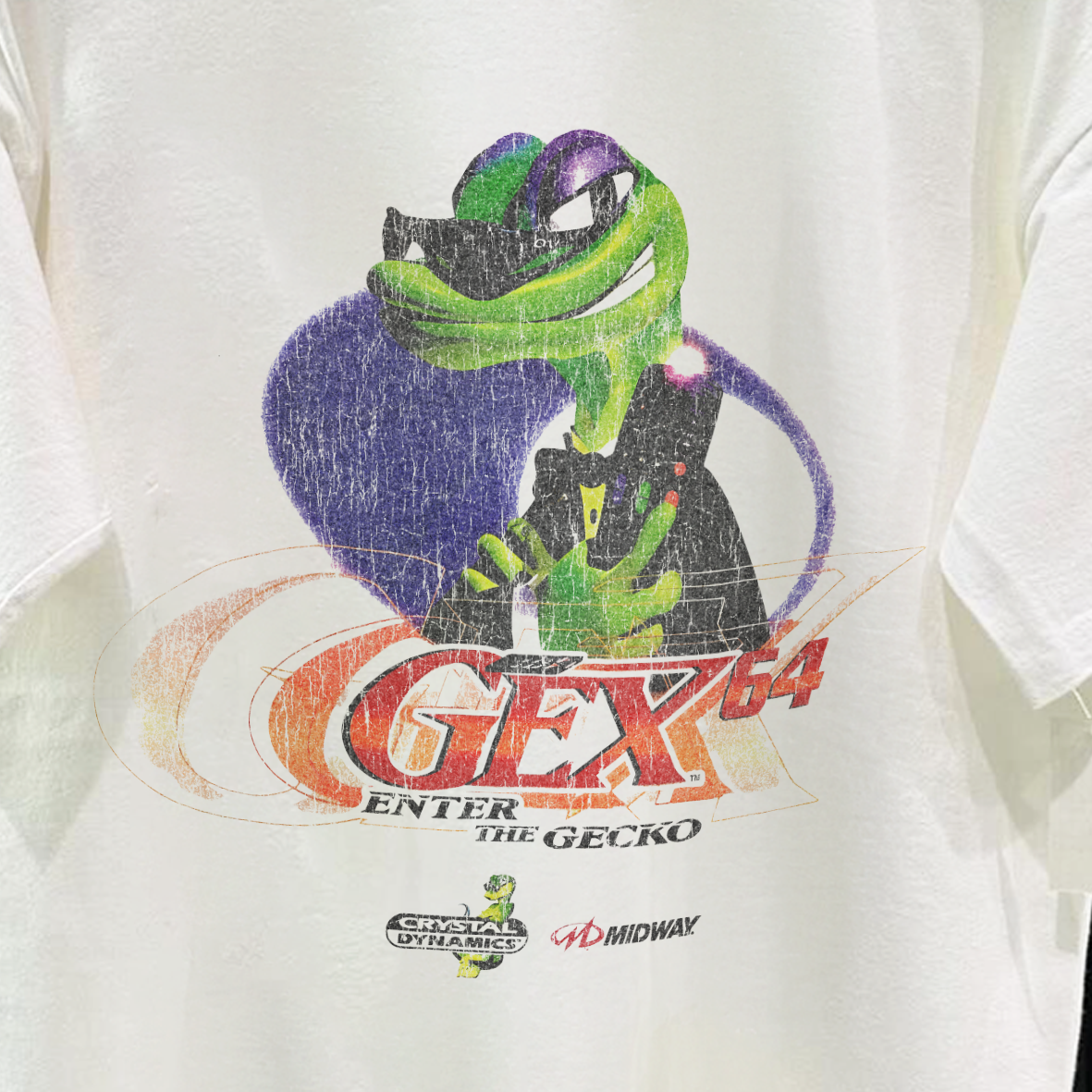 98 Enter The Gecko Promo White Vintage Washed T-Shirt
