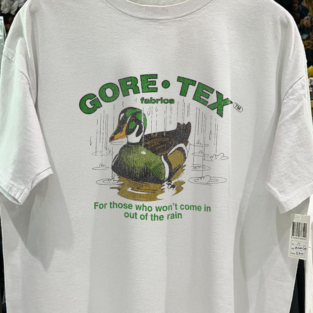 90s Gore-Tex Fabrics Promo Rare Washed White T-Shirt