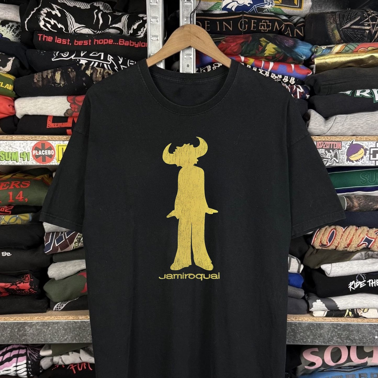 2000s Jamiroquai Buffalo Man Washed Black Tee