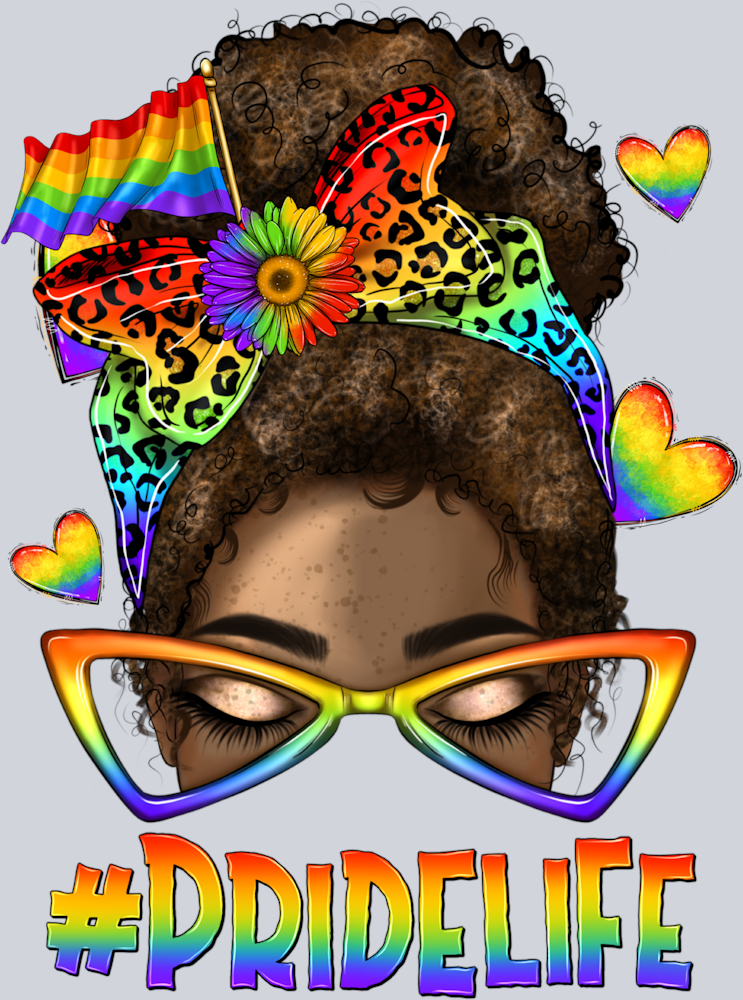 Afro Messy Bun Pride Life Sunflower Bow - STK00076 (DTF Transfers)