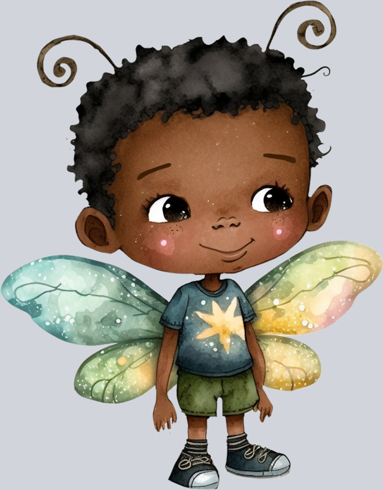 Black Fairy Boy Tshirt And Sneakers - STK00602 (DTF Transfers)
