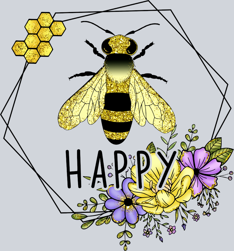 Bee Happy Flowers - STK00529 (DTF Transfers)