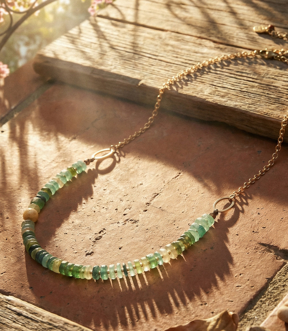 Antique Crystal And Gemstone Beaded Necklace