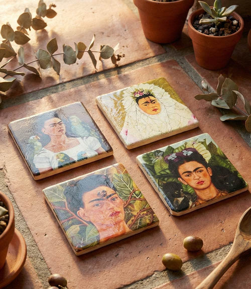 Frida Kahlo Marble Coasters, Set Of 4