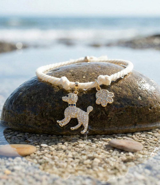 Pavé Dog And Paw Cord Bracelet