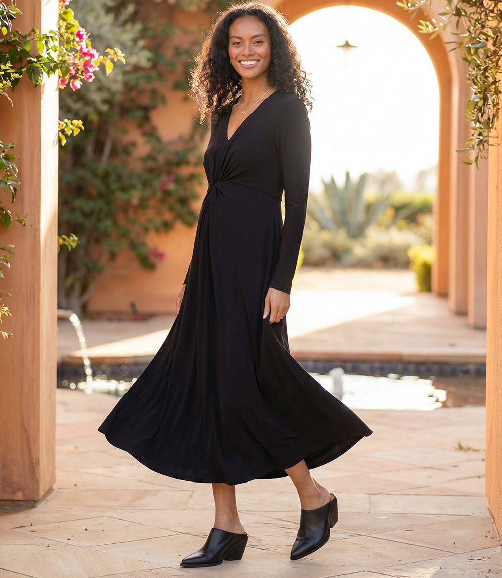 Monroe Travel Jersey Twist Front Midi Dress