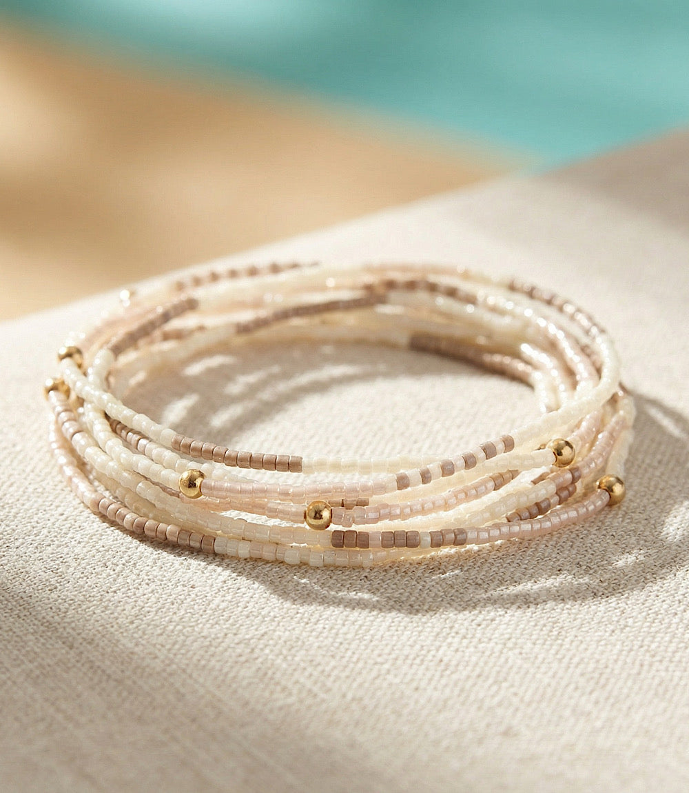 Beaded Bracelets, Stack Of 7
