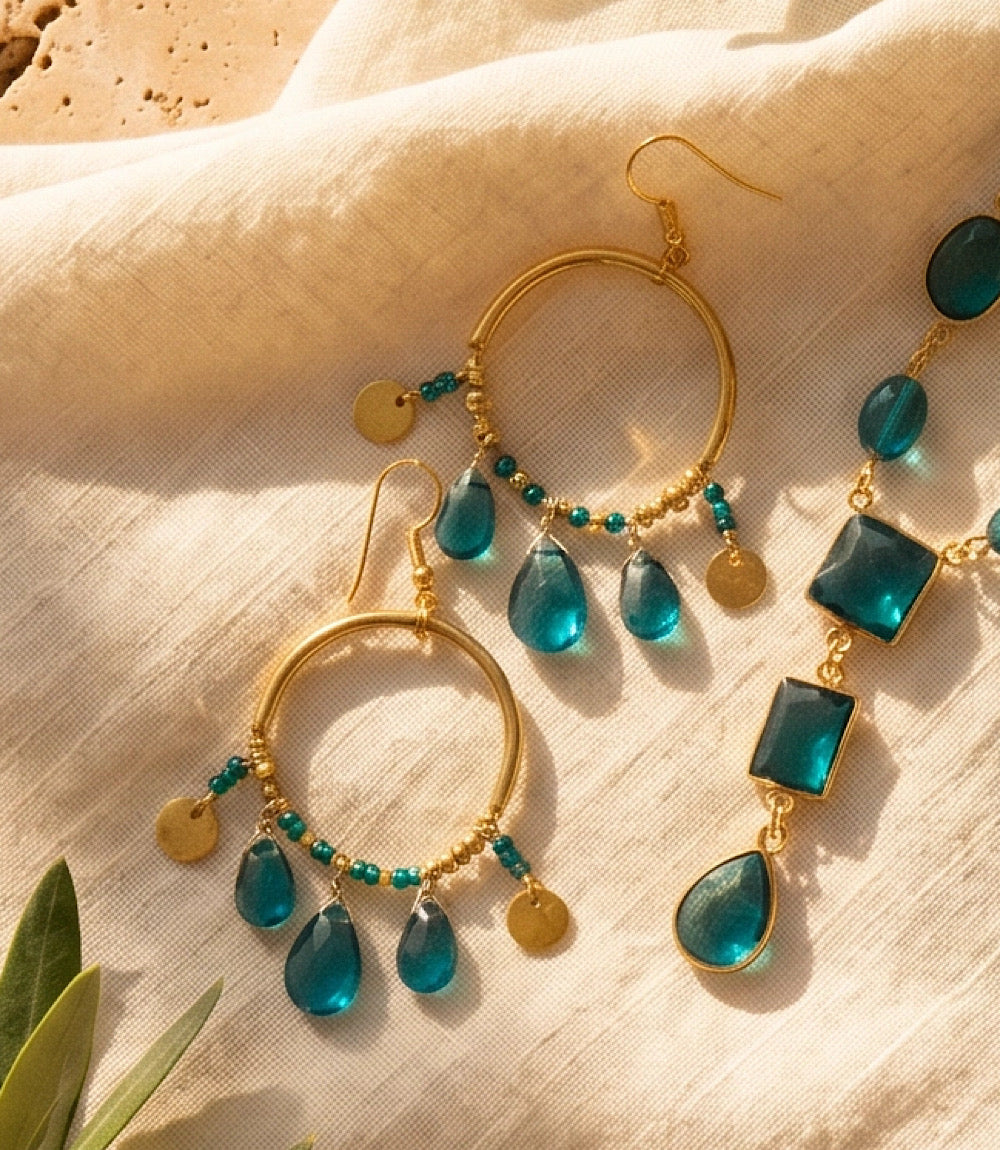 Teal Topaz Dangle Earrings