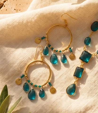 Teal Topaz Dangle Earrings