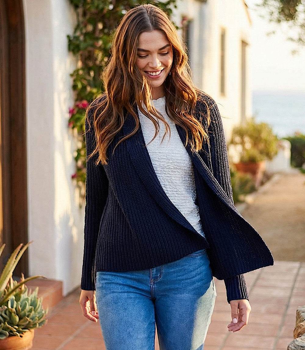 Cropped Open Front Cardigan Sweater