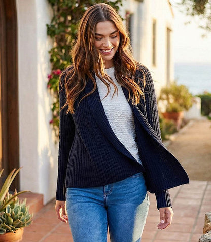 Cropped Open Front Cardigan Sweater