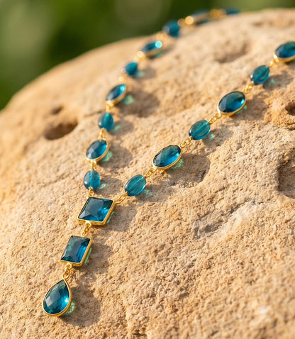 Teal Topaz Lariat Necklace