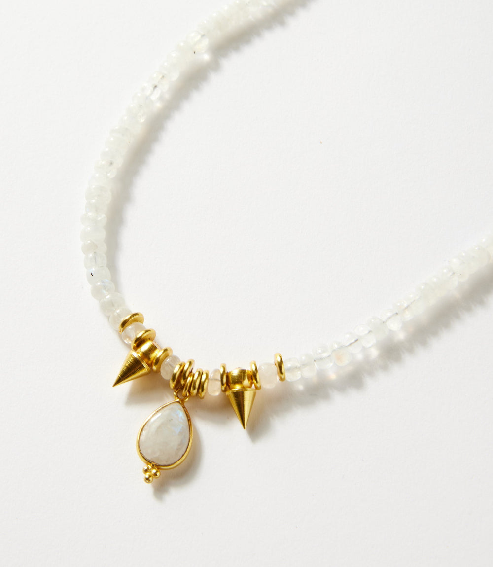 Moonstone Pendant And Charm Necklace