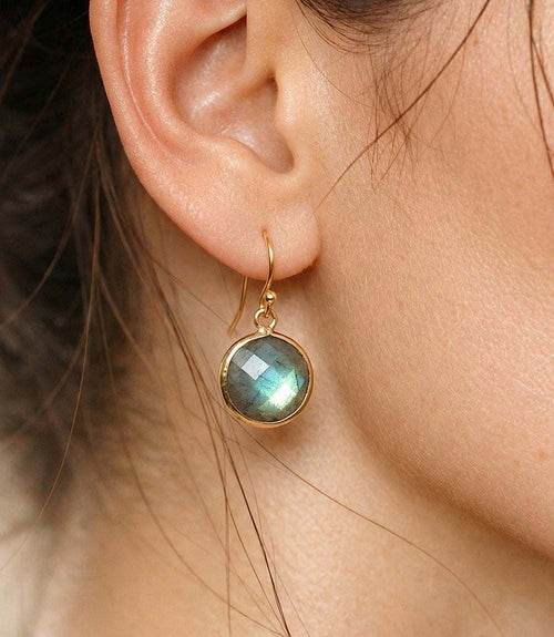 Labradorite Disc Earrings