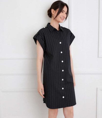 Stripe Cap Sleeve Shirtdress