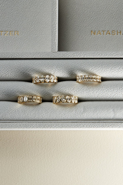 Emerald Bezel Diamond Half Band | Gold