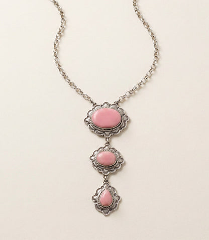 Pink Conch Triple Drop Sterling Silver Necklace