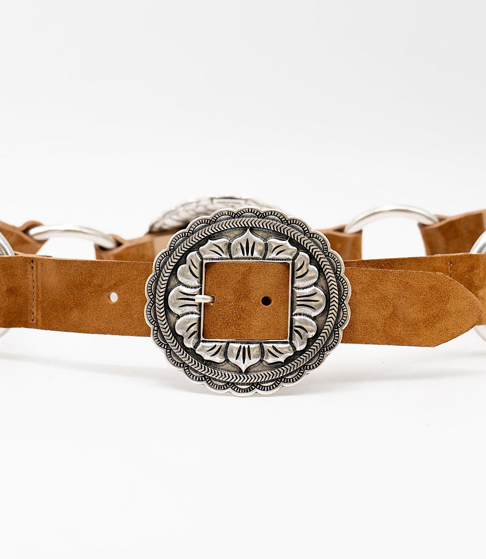 Streets Ahead Embellished Concho Leather Belt