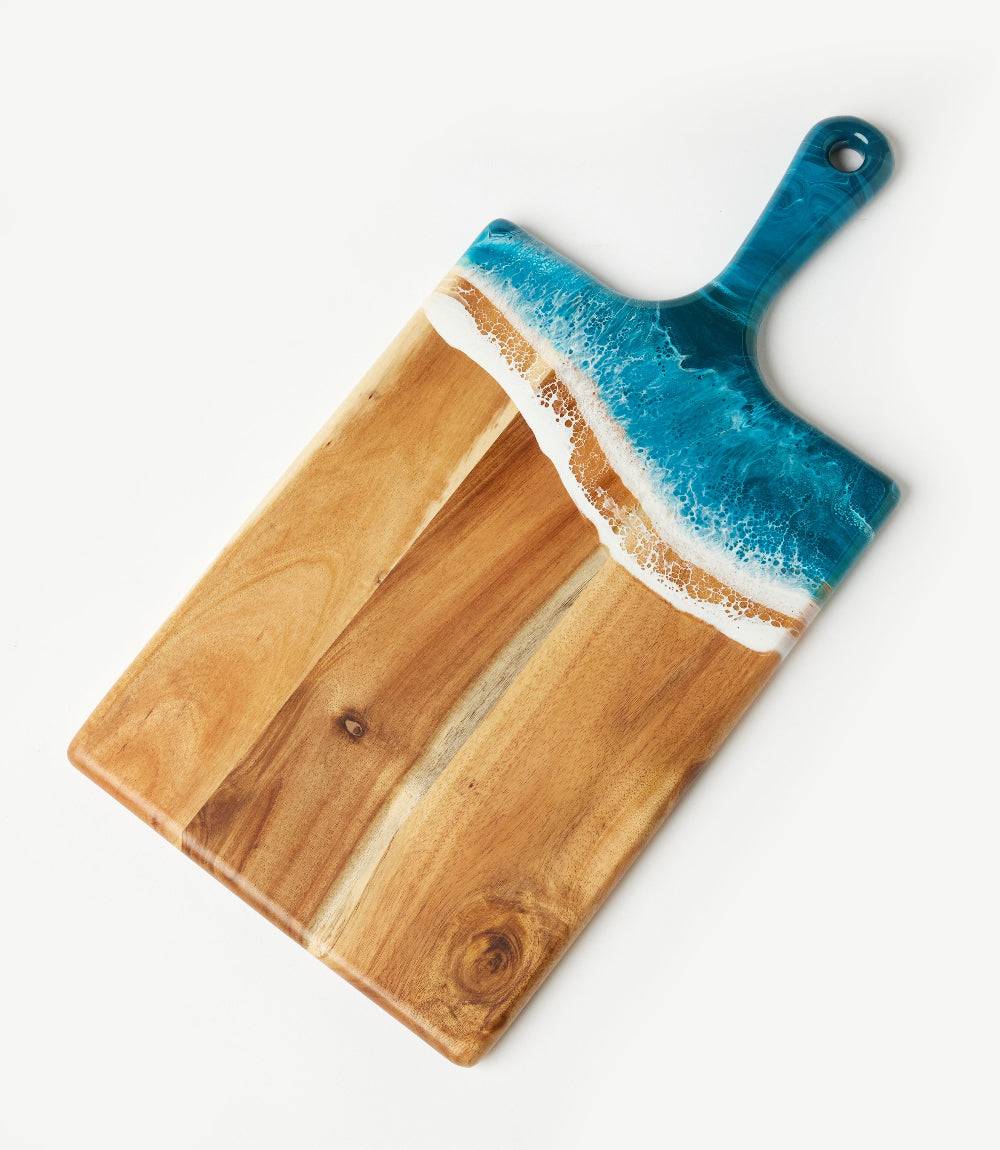 Ocean Waves Wooden Tray With Handle