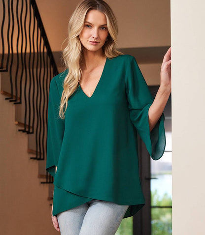 Petite Size Bracelet Sleeve Asymmetric Top