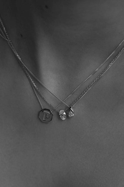 Mini Pear Diamond Necklace | White Gold