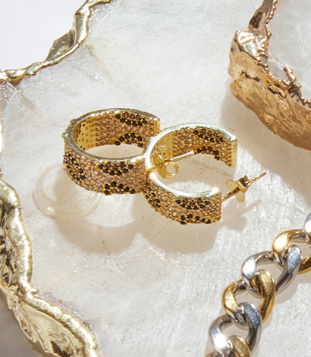Leopard Crystal Hoop Earrings