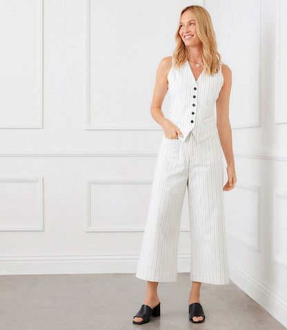Stripe Button-Up Vest
