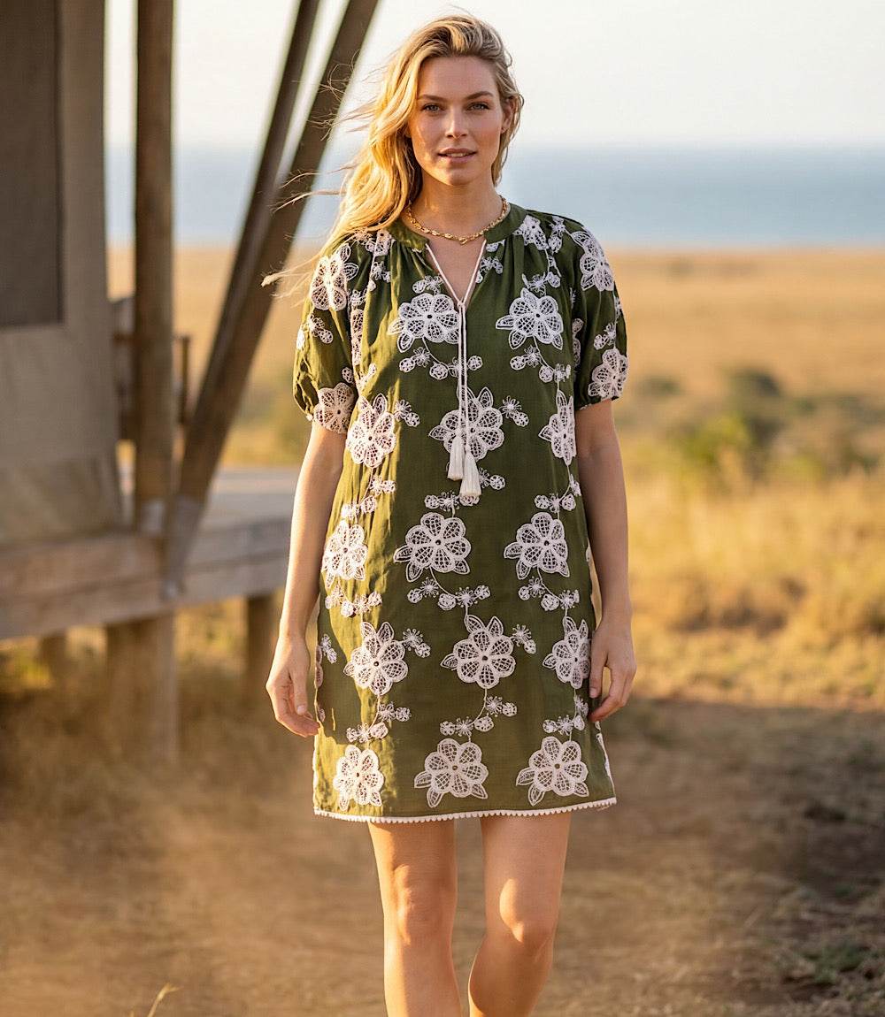 Puff Sleeve Tassel Dress