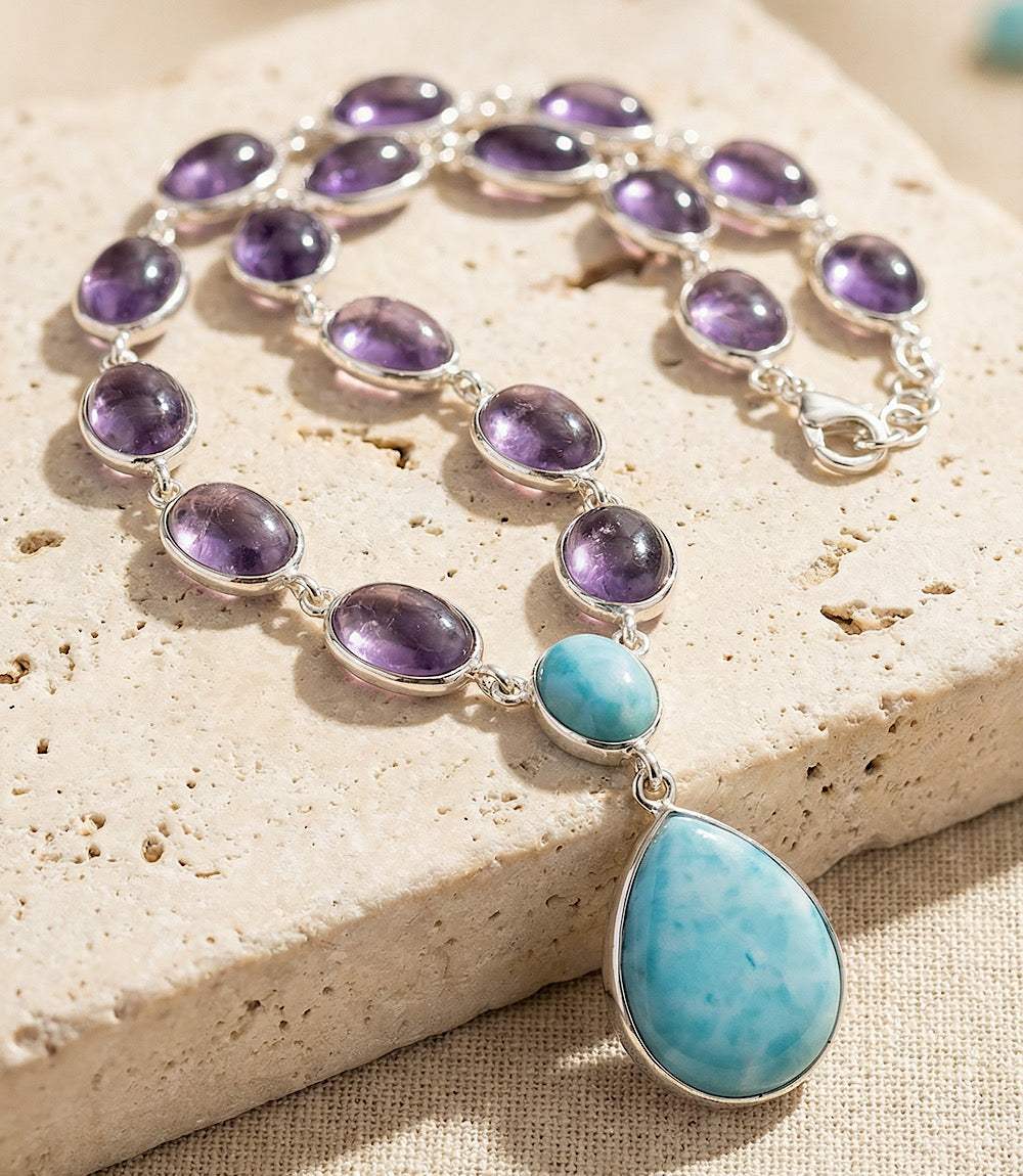 Larimar And Amethyst Necklace