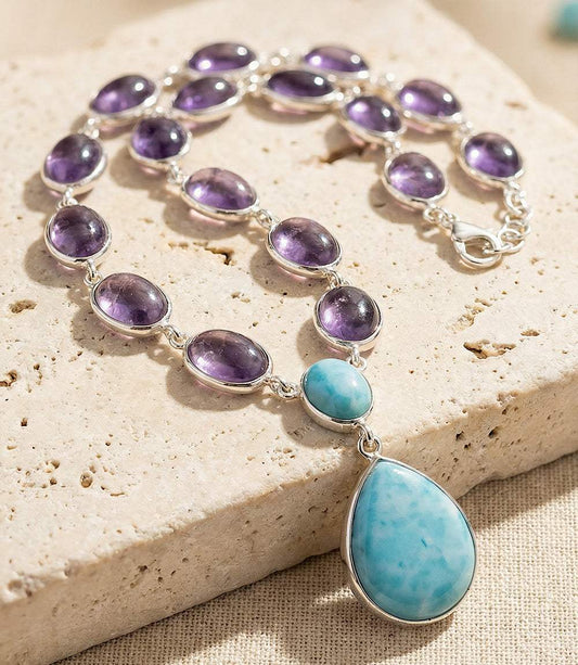 Larimar And Amethyst Necklace