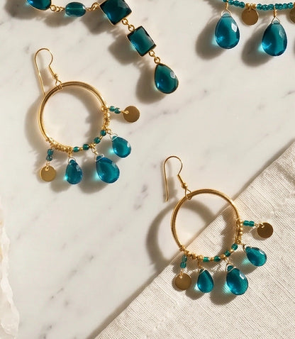 Teal Topaz Dangle Earrings
