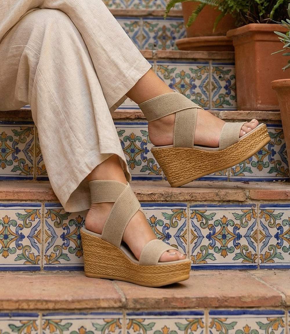 Charleston Shoe Co. Bermuda Linen High Heel Sandals