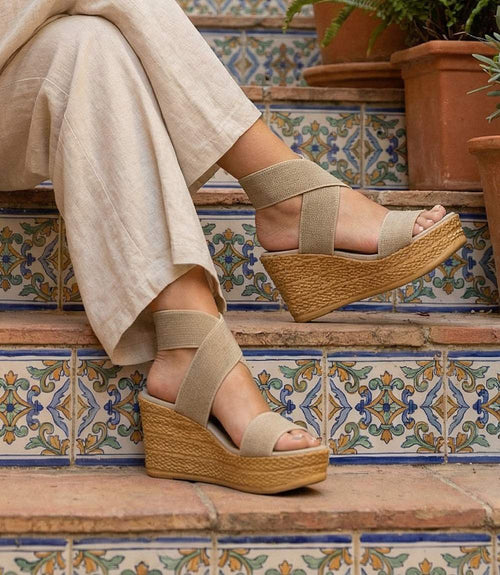 Charleston Shoe Co. Bermuda Linen High Heel Sandals