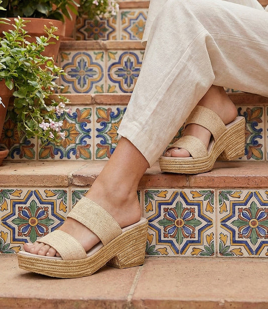 Charleston Shoe Co. Thea Linen High Heel Sandals